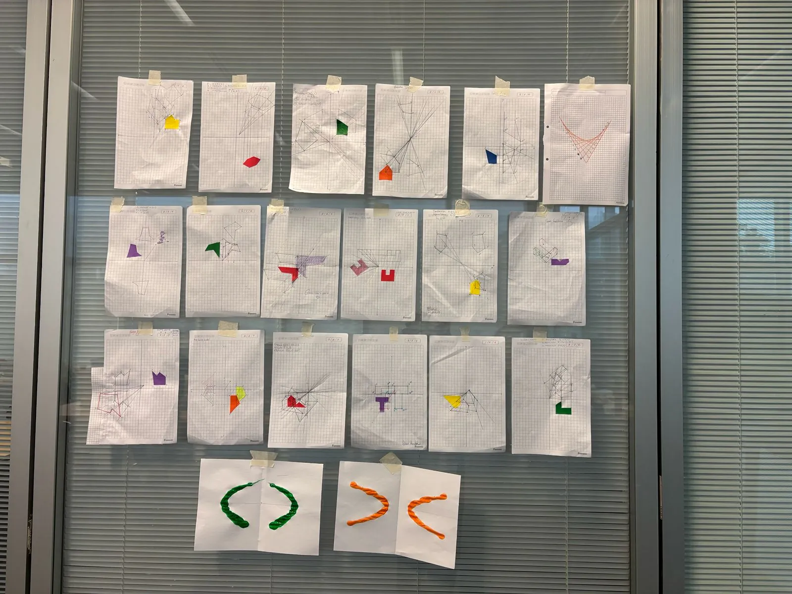 Producciones de estudiantes expuestas para analizarlas — etapa de evaluación